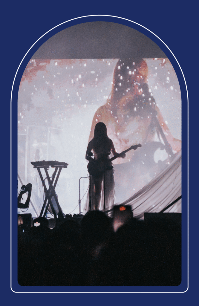 Creating a Dreamscape: Wisp’s Mythic Coachella set made with Superstudio 3 Wisp performing live at Coachella, blue border