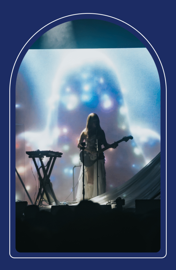 Creating a Dreamscape: Wisp’s Mythic Coachella set made with Superstudio 4 Wisp performing live at Coachella, blue border